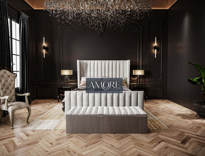 Curve Winged Julie Stripe Panel Lined Bed
